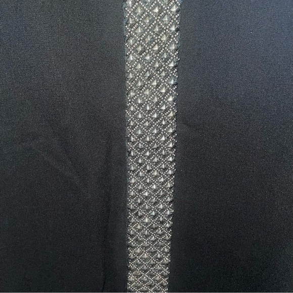 Tory Burch Black Chiffon Silk Beaded Blouse Size 4 - Picture 3 of 7